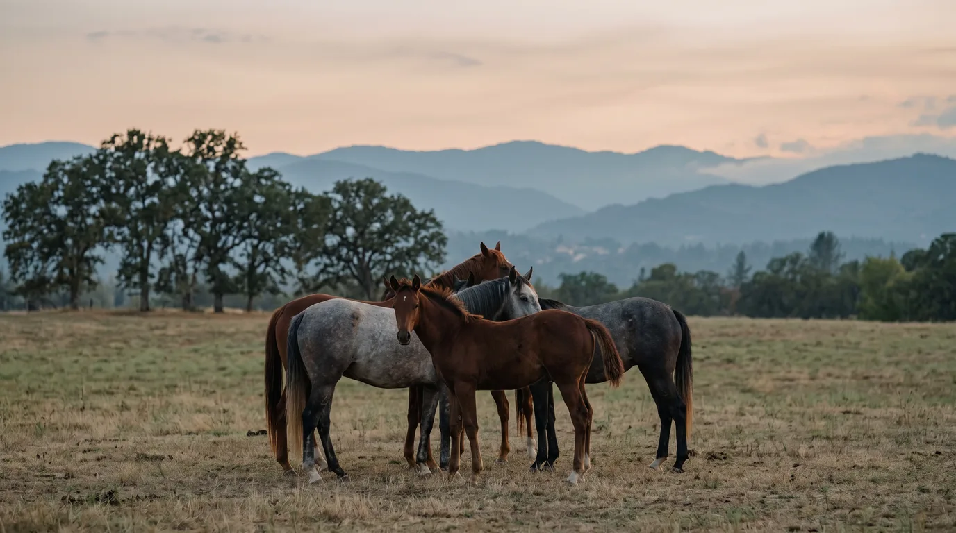 Chevaux en liberté, Les Écuries de la Plaine, Drôme